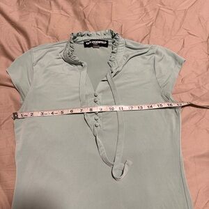 Karl Lagerfeld light green top with bow